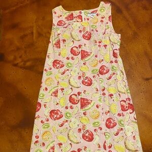 Vintage Real Clothes Women's Mini pencil Dress Size 14 Colorful Pink Green Fruit